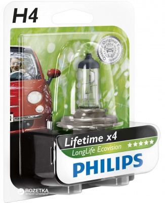 Philips H4 LongLife EcoVision - 12342LLECOB1 (блистер)