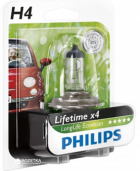 Philips H4 LongLife EcoVision - 12342LLECOB1 (блистер) купить в Мурманске